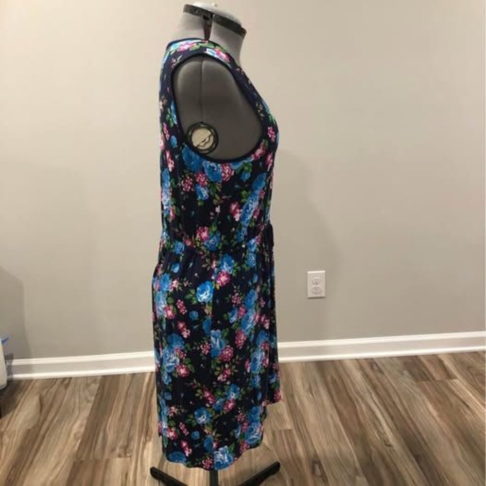 Dress XL Serra Sleeveless Blue Floral Print With Pockets C5459 - Picture 4 of 6